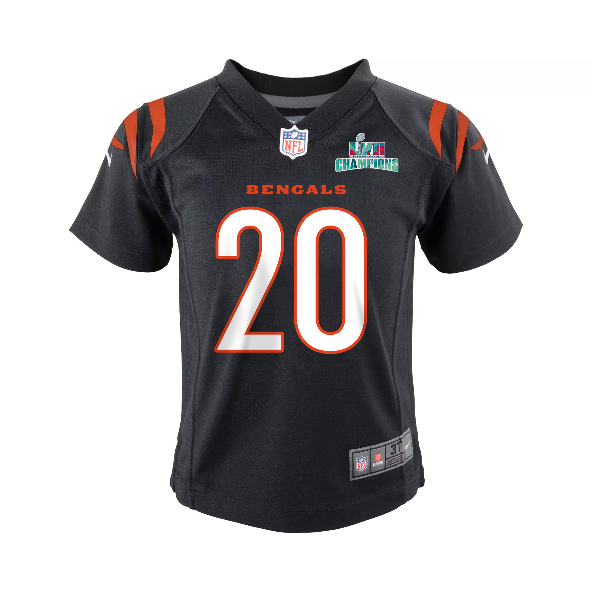 Eli Apple 20 Cincinnati Bengals Super Bowl LVII Champions Youth Game Jersey - Black