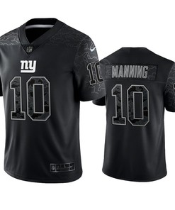 Eli Manning 10 New York Giants Black Reflective Limited Jersey - Men