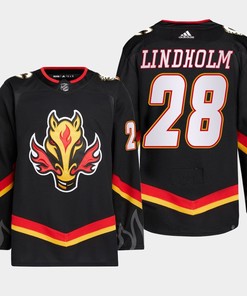 Elias Lindholm 28 Calgary Flames Black Jersey 2022-23 Blasty Alternate Primegreen