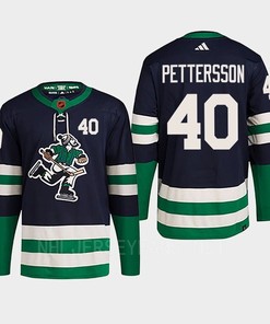 Elias Pettersson 40 Reverse Retro 2.0 2022 Vancouver Canucks Navy Jersey Primegreen