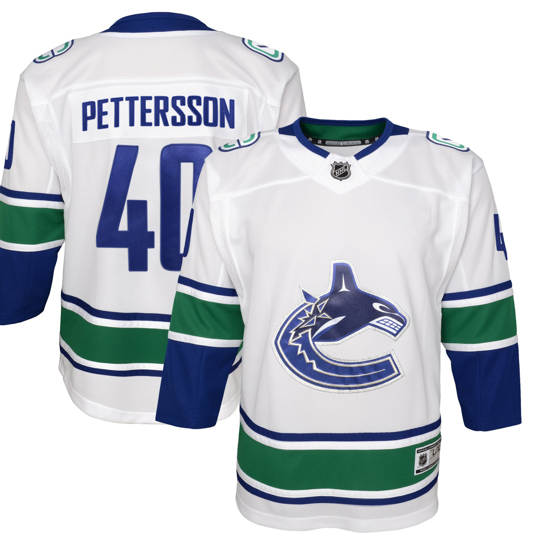 Elias Pettersson Vancouver Canucks 2019/20 Away Premier Player Jersey - White Nhl