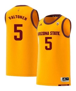 Elias Valtonen 5 Arizona State Sun Devils Retro Basketball Men Jersey - Yellow