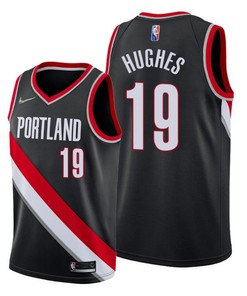Elijah Hughes 19 Portland Trail Blazers 2022 Icon Edition Black Jersey Diamond Badge - Men Jersey