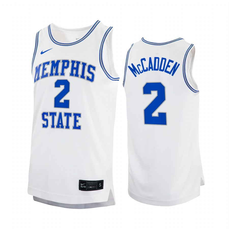 Elijah McCadden 2 Memphis Tigers White Jersey 2022-23 College Basketball