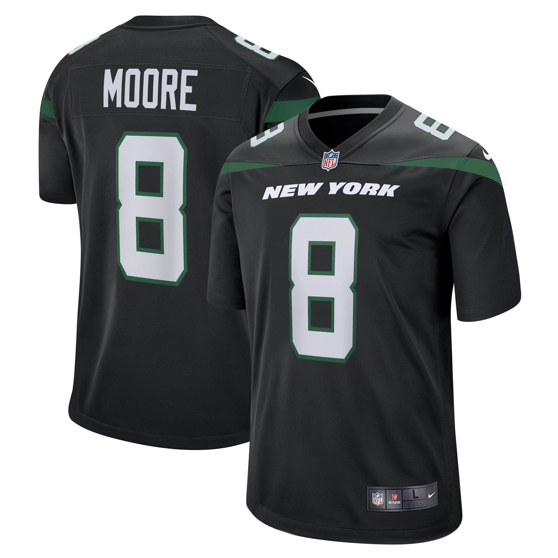 Elijah Moore New York Jets Game Jersey Stealth Black Nfl
