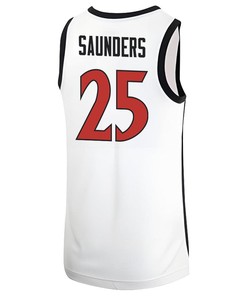 Elijah Saunders 25 San Diego State Aztecs 2023 Basketball Jersey MW Logo- Men White