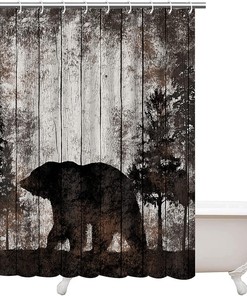 Embrace Rustic Cabin Decor with Artistic Print Bear Shower Curtain 
