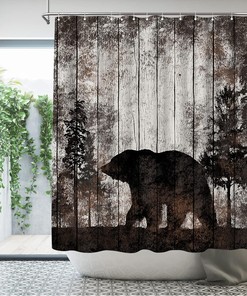 Embrace Rustic Cabin Decor with Artistic Print Bear Shower Curtain 