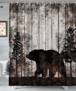 Embrace Rustic Cabin Decor with Artistic Print Bear Shower Curtain 