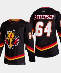 Emilio Pettersen 64 Calgary Flames Alternate Black Jersey 2022-23