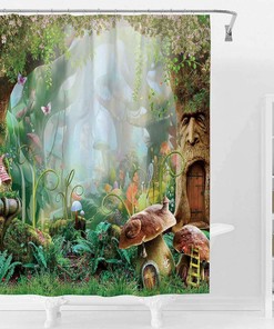 Enchanted Forest Fairy Tale Shower Curtain Spring Bathroom Decor