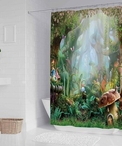 Enchanted Forest Fairy Tale Shower Curtain Spring Bathroom Decor