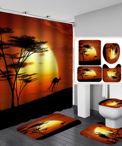 Enchanting Kangaroo Tropical Forest Shower Curtain for Nature Lovers