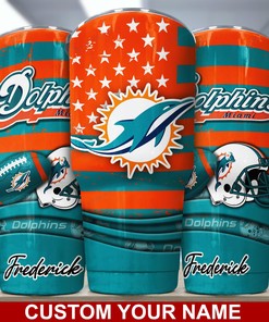 Engraved Miami Dolphins Tumbler - Custom Name Design