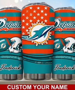 Engraved Miami Dolphins Tumbler - Custom Name Design