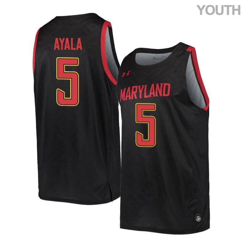 Eric Ayala 5 Maryland Terrapins Retro Basketball Youth Jersey - Black