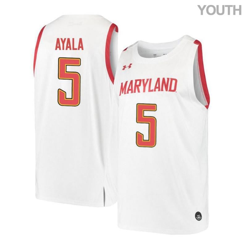Eric Ayala 5 Maryland Terrapins Retro Basketball Youth Jersey - White