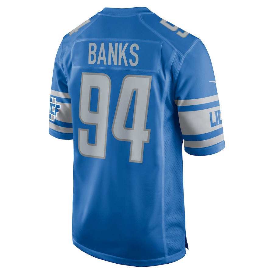Eric Banks 94 Detroit Lions Player Game Jersey - Blue