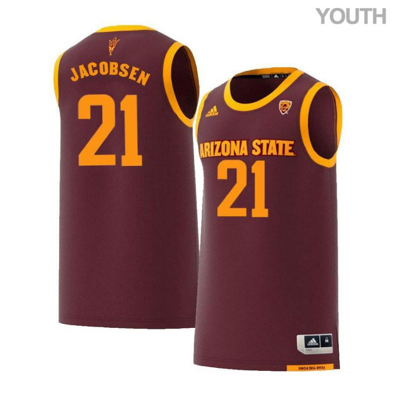 Eric Jacobsen 21 Arizona State Sun Devils Retro Basketball Youth Jersey - Maroon