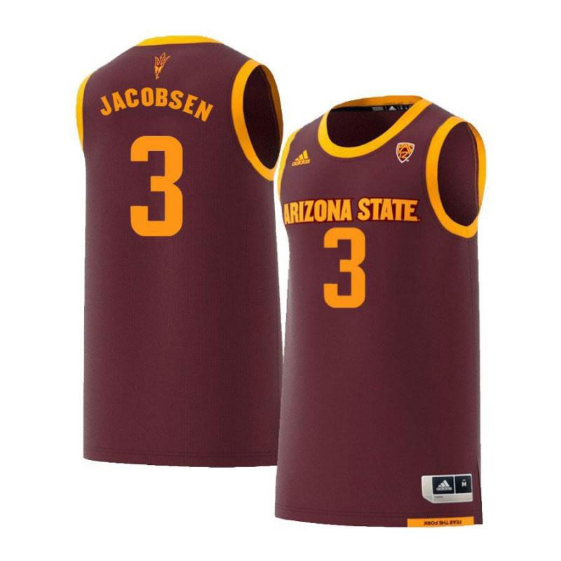 Eric Jacobsen 3 Arizona State Sun Devils Retro Basketball Men Jersey - Maroon