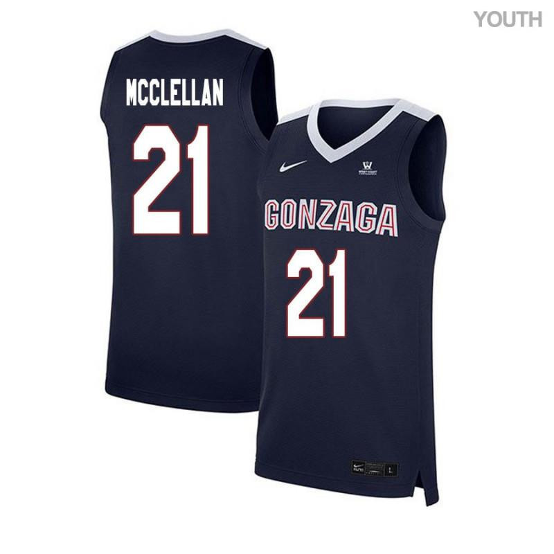Eric McClellan 21 Gonzaga Bulldogs Elite Basketball Youth Jersey - Navy