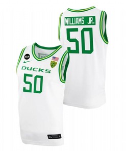 Eric Williams Jr. 50 Oregon Ducks 2022 BLM Patch Men Jersey College Basketball White