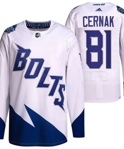 Erik Cernak 2022 Stadium Series Lightning 81 White Primegreen Jersey Jersey