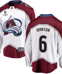 Erik Johnson 6 Colorado Avalanche Stanley Cup 2023 Playoffs Patch Away Breakaway Men Jersey - White