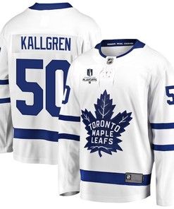 Erik Kallgren 50 Toronto Maple Leafs Stanley Cup 2023 Playoffs Patch Away Breakaway Men Jersey - White