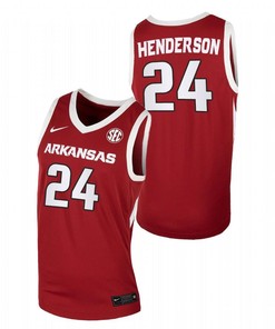 Ethan Henderson 24 Arkansas Razorbacks College Basketball Away Men Jersey - Cardinal