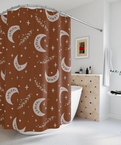 Ethnic Bohemian Floral Moon Shower Curtain with Personalized Nature Print 