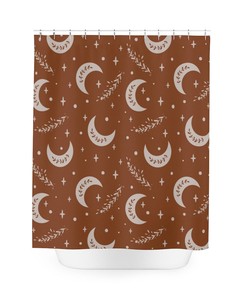 Ethnic Bohemian Floral Moon Shower Curtain with Personalized Nature Print
