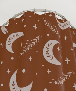 Ethnic Bohemian Floral Moon Shower Curtain with Personalized Nature Print 