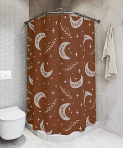 Ethnic Bohemian Floral Moon Shower Curtain with Personalized Nature Print 