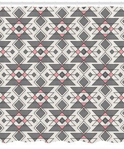 Ethnic Geometric Aztec Print Abstract Shower Curtain for Boho Bathroom Decor