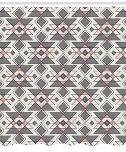Ethnic Geometric Aztec Print Abstract Shower Curtain for Boho Bathroom Decor
