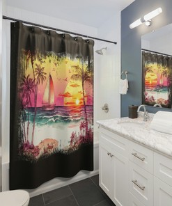 Etsy Home Decor Beach Sunset Shower Curtain for Bathroom