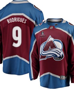 Evan Rodrigues 9 Colorado Avalanche Stanley Cup 2023 Playoffs Patch Home Breakaway Men Jersey - Burgundy