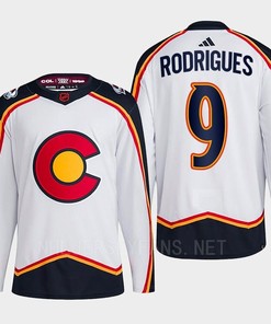 Evan Rodrigues 9 Reverse Retro 2.0 2022 Colorado Avalanche White Jersey Primegreen