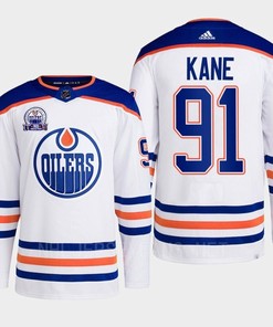 Evander Kane 91 Edmonton Oilers White Jersey 2022 Lee Ryan Hall Of Fame Patch Away