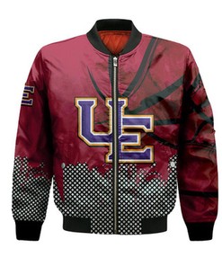 Evansville Purple Aces Bomber Jacket Basketball Net Grunge Pattern- NCAA