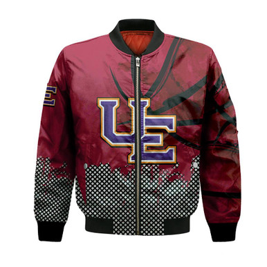 Evansville Purple Aces Bomber Jacket Basketball Net Grunge Pattern- NCAA