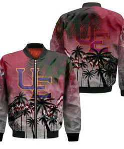 Evansville Purple Aces Bomber Jacket Coconut Tree Tropical Grunge - NCAA