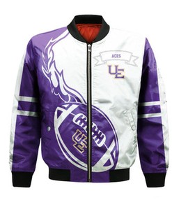 Evansville Purple Aces Bomber Jacket Flame Ball - NCAA