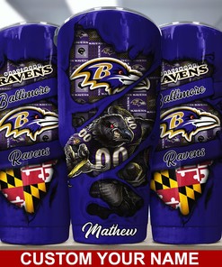 Exclusive Custom Name Tumbler - Baltimore Ravens