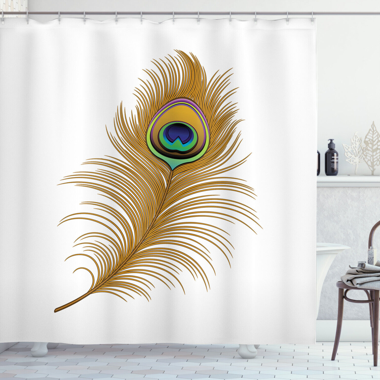 Exotic Peacock Wild Bird Animal Print Shower Curtain for Bathroom Decor