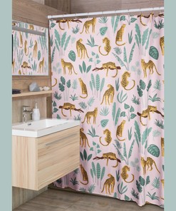 Exotic Tropical Boho Leopard Print Shower Curtain for Bold Bathroom