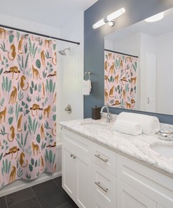 Exotic Tropical Boho Leopard Print Shower Curtain for Bold Bathroom 