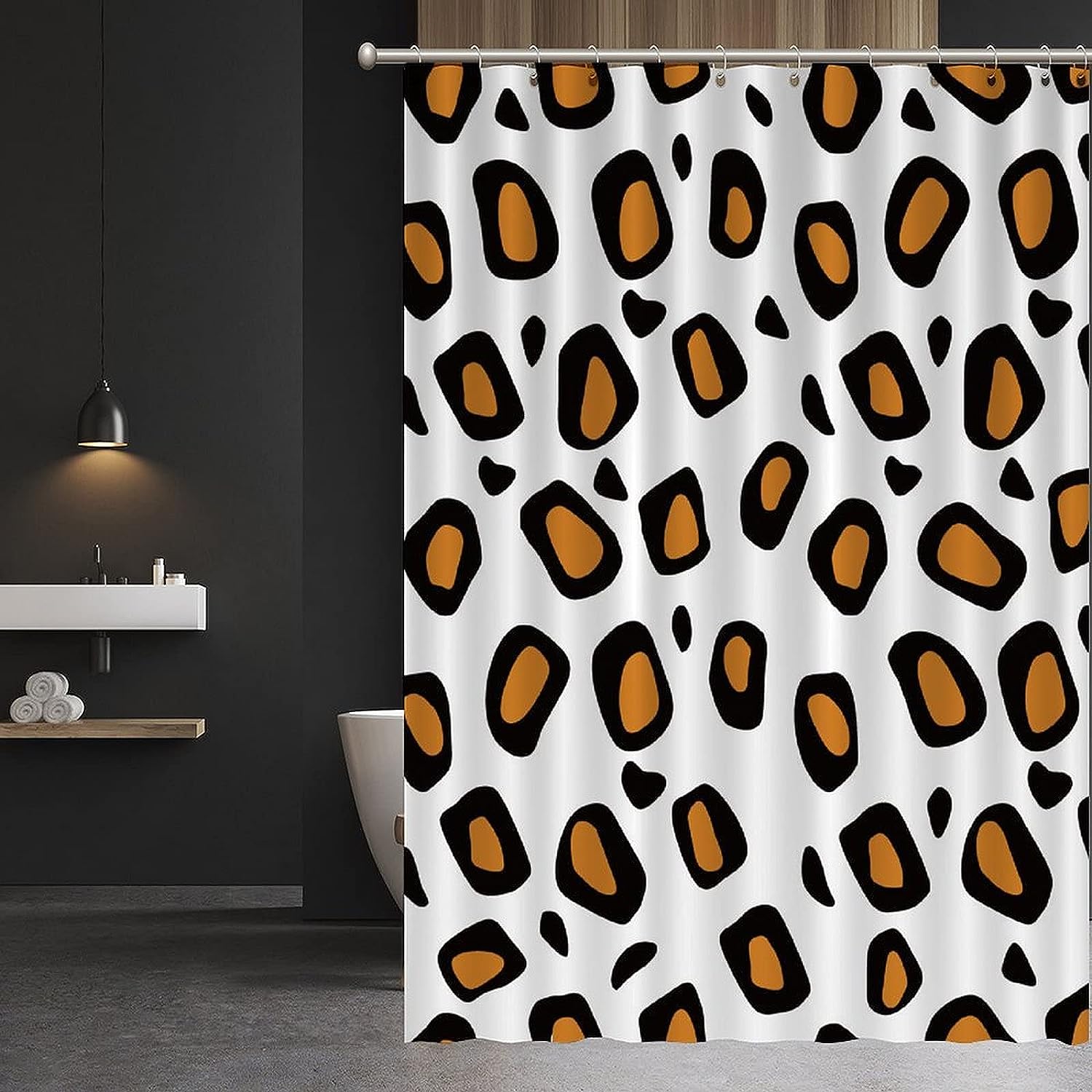 Experience the Wild with Leopard Shower Curtain featuring Animal Fur Print by ArogGeld - Ideal for Bathroom Decor