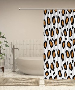 Experience the Wild with Leopard Shower Curtain featuring Animal Fur Print by ArogGeld - Ideal for Bathroom Decor